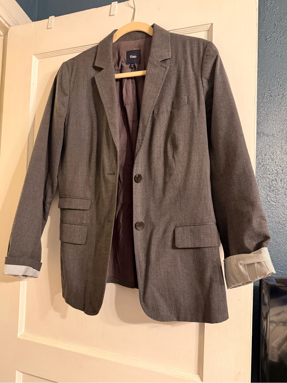 GAP Brown Coat with Tan Collar Trim